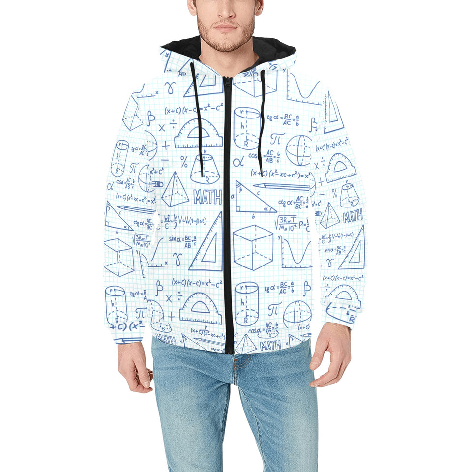 Math Pattern Print Design 03 Men's Padded Hooded Jacket(ModelH42)