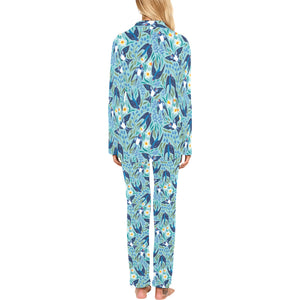 Swallow Pattern Print Design 05 Women's Long Pajama Set