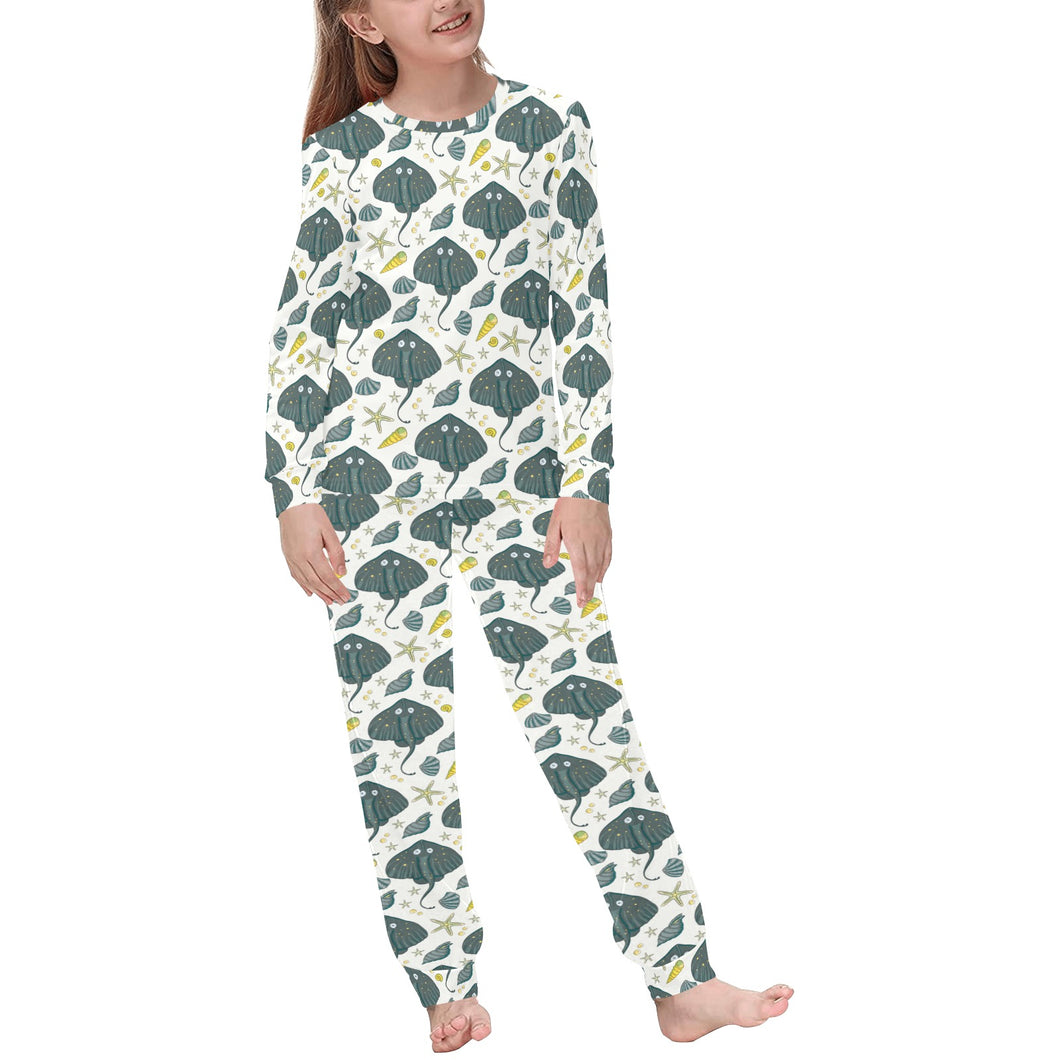 Stingray Pattern Print Design 03 Kids' Boys' Girls' All Over Print Pajama Set