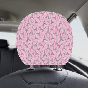 Eiffel Tower Pink Background Pattern Print Design Car Headrest Cover