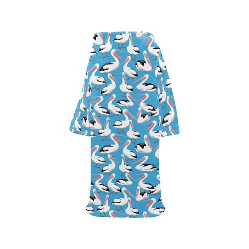 Pelican Pattern Print Design 04 Blanket Robe with Sleeves