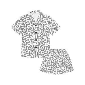 Engine Piston Pattern Print Design 01 Kids' Boys' Girls' V-Neck Short Pajama Set