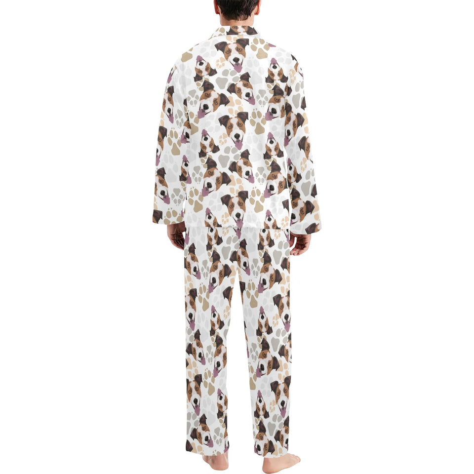 Jack Russel Pattern Print Design 05 Men's Long Pajama Set