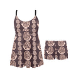 Snail Pattern Print Design 03 Chest Sexy Pleated Two Piece Swim Dress