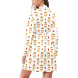 Pancake Pattern Print Design 02 Women's Long Sleeve Belted Night Robe