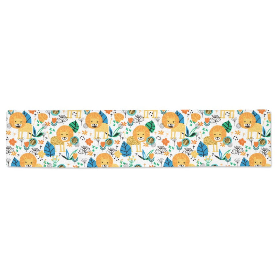 Lion Pattern Print Design 02 Table Runner