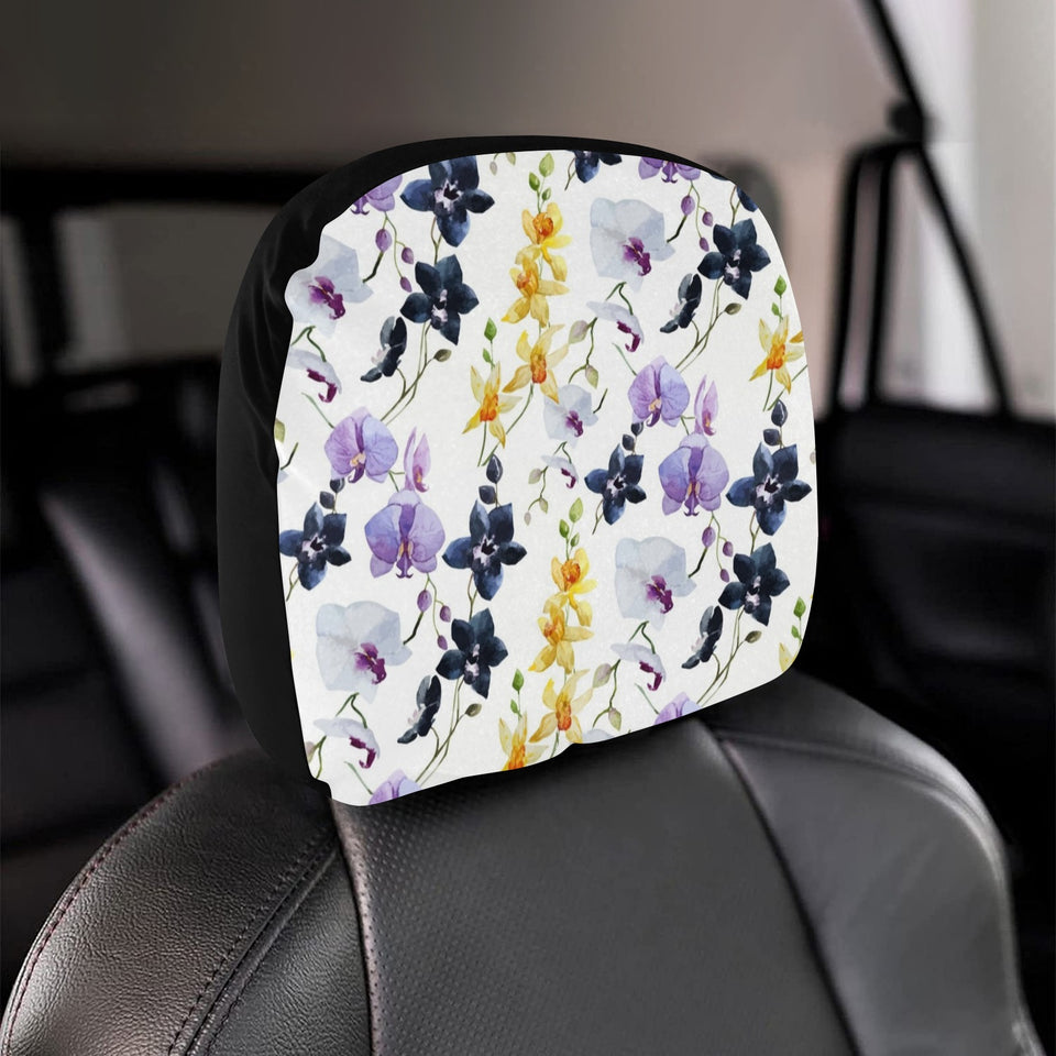 Orchid Pattern Background Car Headrest Cover