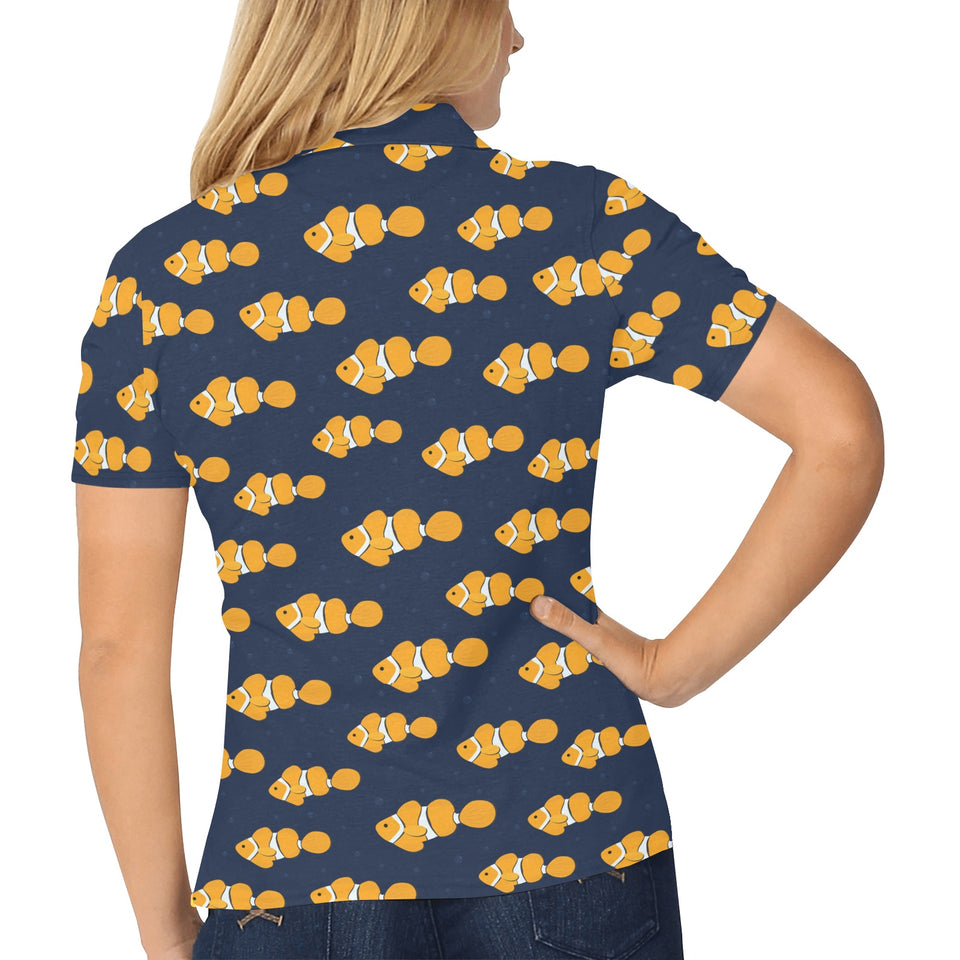 Clown Fish Pattern Print Design 01 Women's All Over Print Polo Shirt