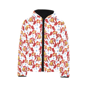 Goldfish Pattern Print Design 02 Kids' Boys' Girls' Padded Hooded Jacket