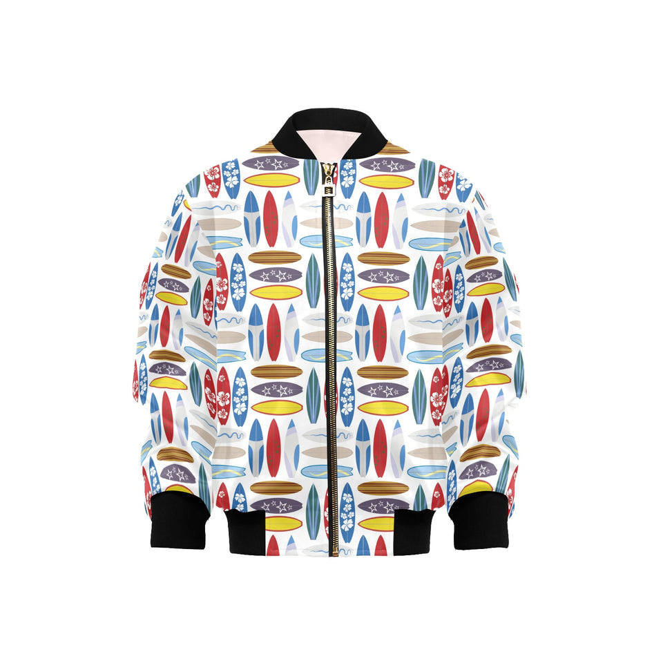 Surfboard Pattern Print Design 02 Kids' Boys' Girls' Bomber Jacket