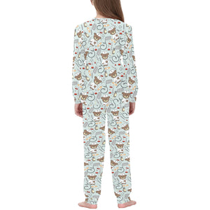 Teddy Bear Pattern Print Design 02 Kids' Boys' Girls' All Over Print Pajama Set