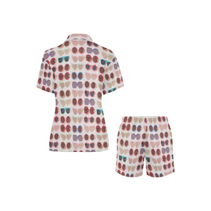 Sun Glasses Pattern Print Design 04 Women's V-Neck Short Pajama Set