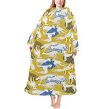 Greyhound Pattern Print Design 02 Blanket Robe with Sleeves