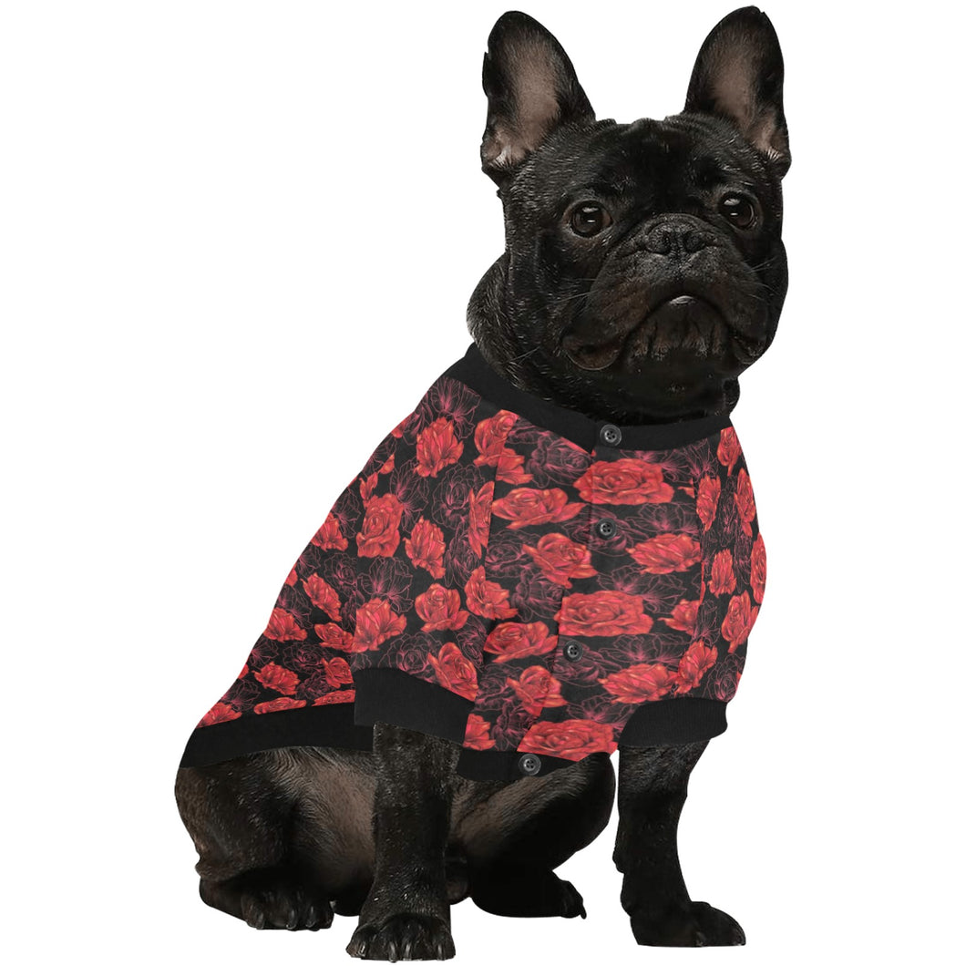 Rose Pattern Print Design 01 All Over Print Pet Dog Round Neck Fuzzy Shirt