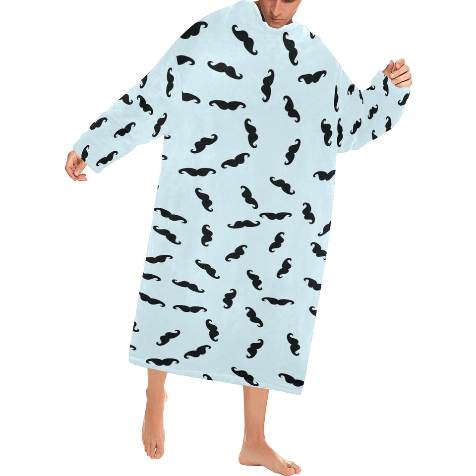 Mustache Beard Pattern Print Design 03 Blanket Robe with Sleeves