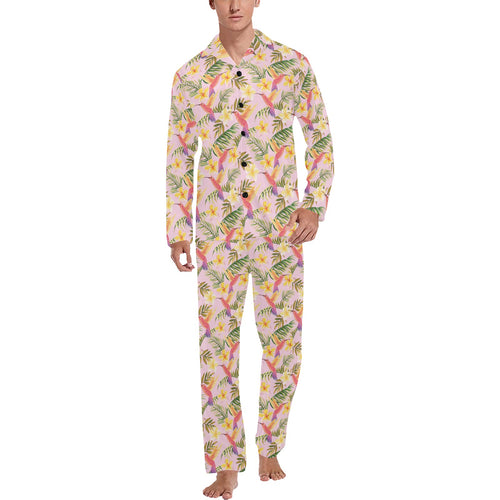 Hummingbird Pattern Print Design 03 Men's Long Pajama Set