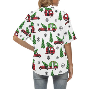 Camper Van Pattern Print Design 05 Women's All Over Print Hawaiian Shirt