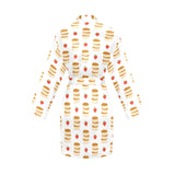 Pancake Pattern Print Design 02 Women's Long Sleeve Belted Night Robe