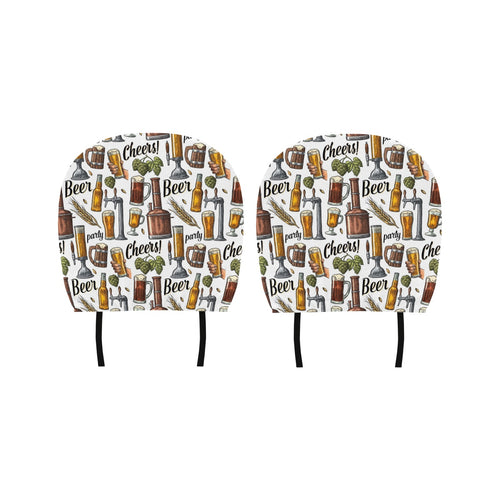 Beer Cheer Pattern Car Headrest Cover