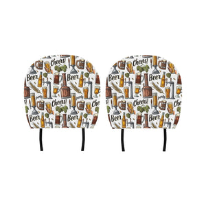 Beer Cheer Pattern Car Headrest Cover