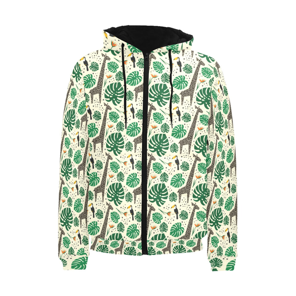 Giraffe Pattern Print Design 02 Men's Padded Hooded Jacket(ModelH42)