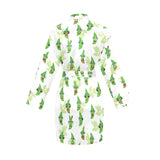 Green Peas Pattern Print Design 04 Women's Long Sleeve Belted Night Robe