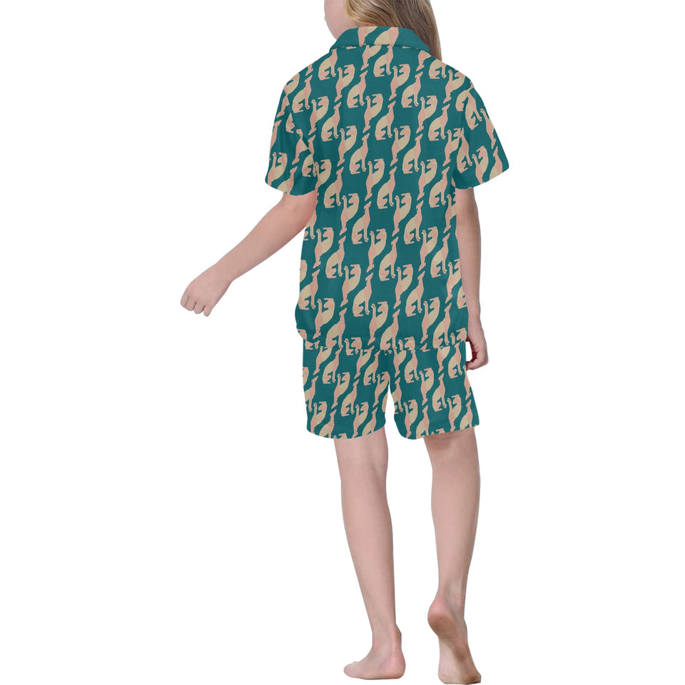 Greyhound Pattern Print Design 05 Kids' Boys' Girls' V-Neck Short Pajama Set