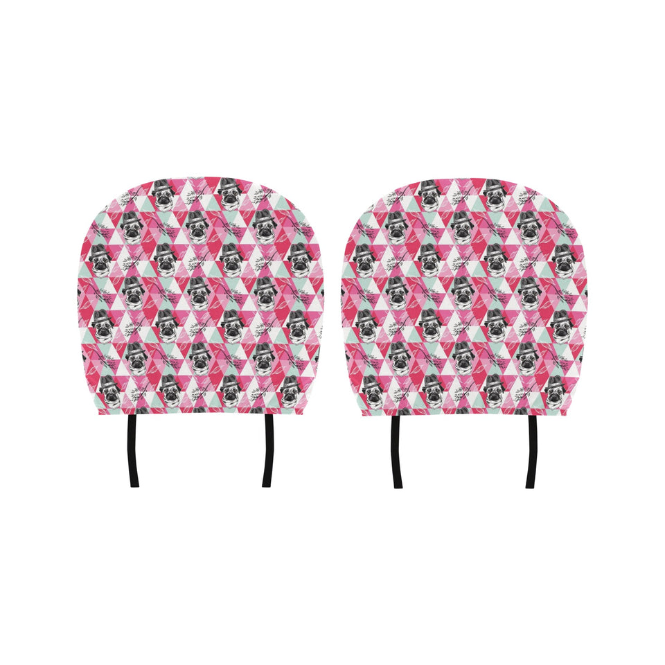 Pug Pattern Car Headrest Cover