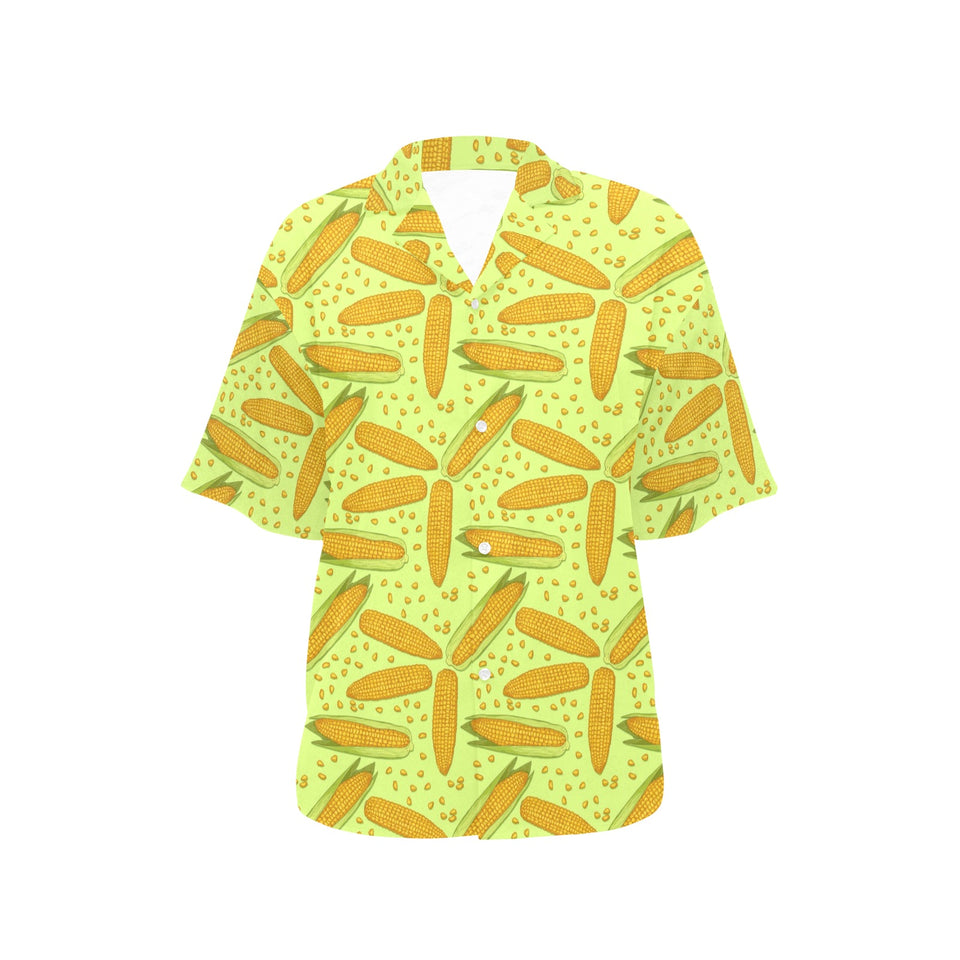 Corn Pattern Print Design 03 Women's All Over Print Hawaiian Shirt