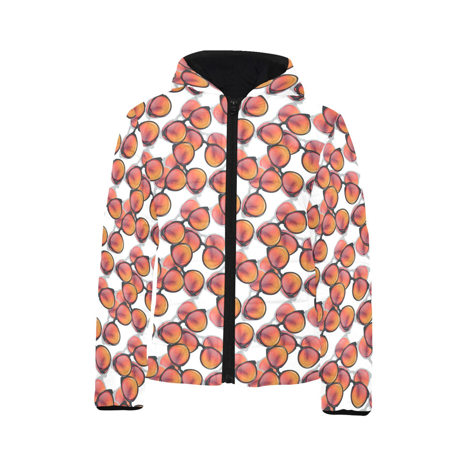 Sun Glasses Pattern Print Design 01 Kids' Boys' Girls' Padded Hooded Jacket