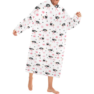 Ostrich Pattern Print Design 03 Blanket Robe with Sleeves