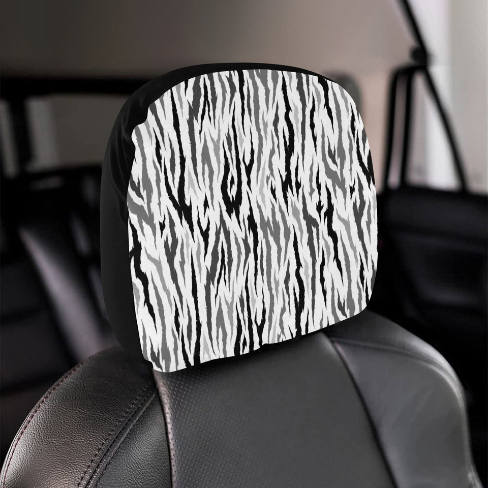 Gray Bengal Tiger Pattern Car Headrest Cover