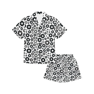 Gear Pattern Print Design 01 Kids' Boys' Girls' V-Neck Short Pajama Set