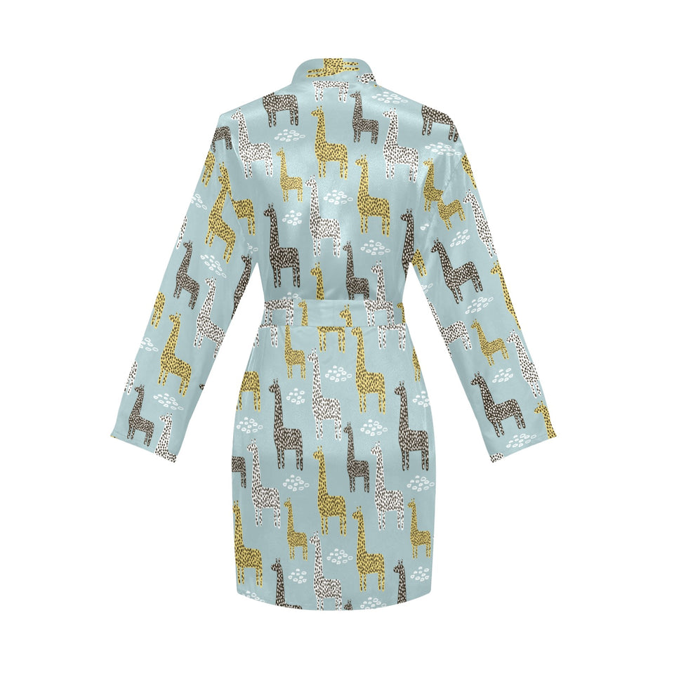 Giraffe Pattern Print Design 03 Women's Long Sleeve Belted Night Robe