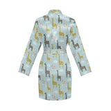 Giraffe Pattern Print Design 03 Women's Long Sleeve Belted Night Robe