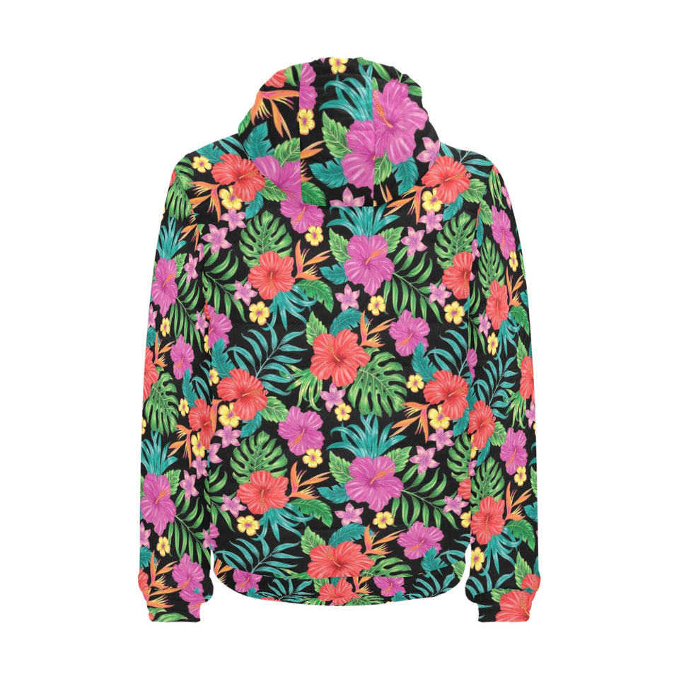 Hibiscus Pattern Print Design 01 Men's Padded Hooded Jacket(ModelH42)