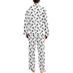 Engine Piston Theme Background Pattern Print Desig Men's Long Pajama Set