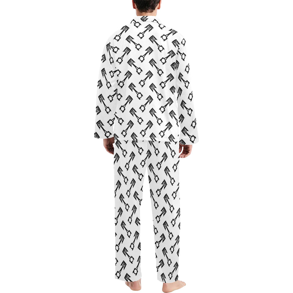 Engine Piston Theme Background Pattern Print Desig Men's Long Pajama Set