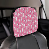 Poodle Pink Heart Pattern Car Headrest Cover