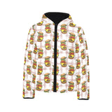 Hamburger Pattern Print Design 03 Kids' Boys' Girls' Padded Hooded Jacket