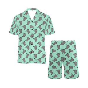 Piano Pattern Print Design 04 Men's V-Neck Short Pajama Set