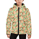 Hedgehog Pattern Print Design 01 Kids' Boys' Girls' Padded Hooded Jacket