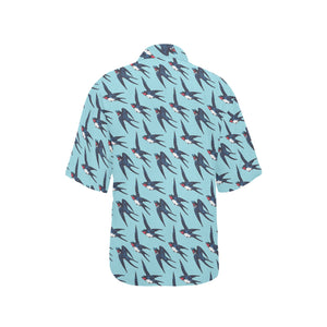 Swallow Pattern Print Design 01 Women's All Over Print Hawaiian Shirt