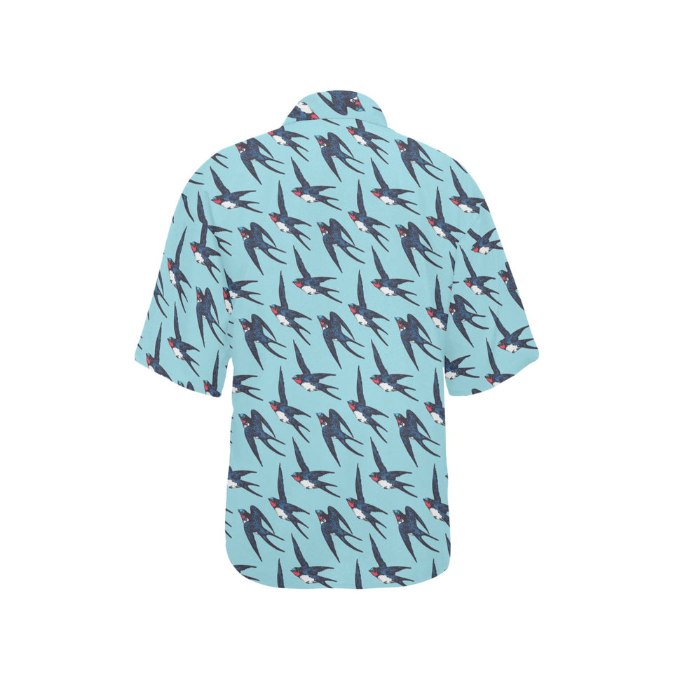 Swallow Pattern Print Design 01 Women's All Over Print Hawaiian Shirt