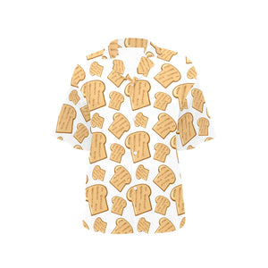 Bread Toast Pattern Print Design 05 Women's All Over Print Hawaiian Shirt