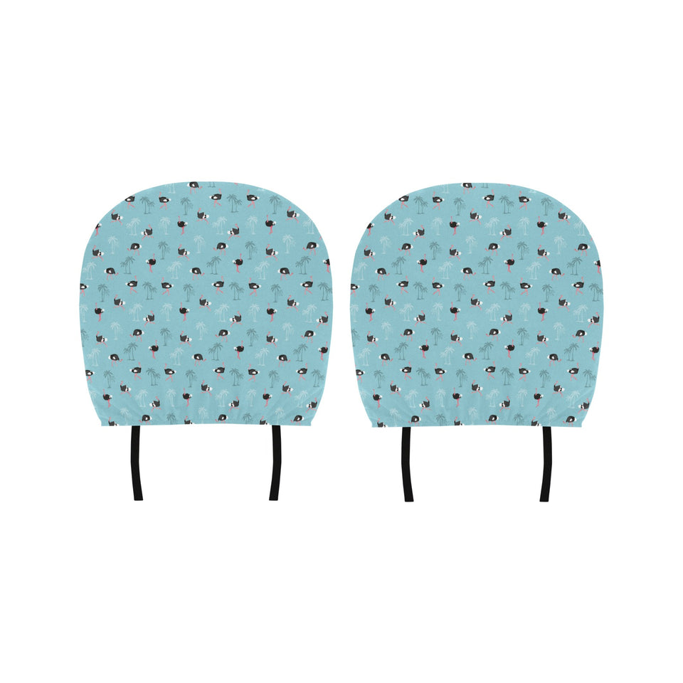 Ostrich Pattern Print Design 05 Car Headrest Cover