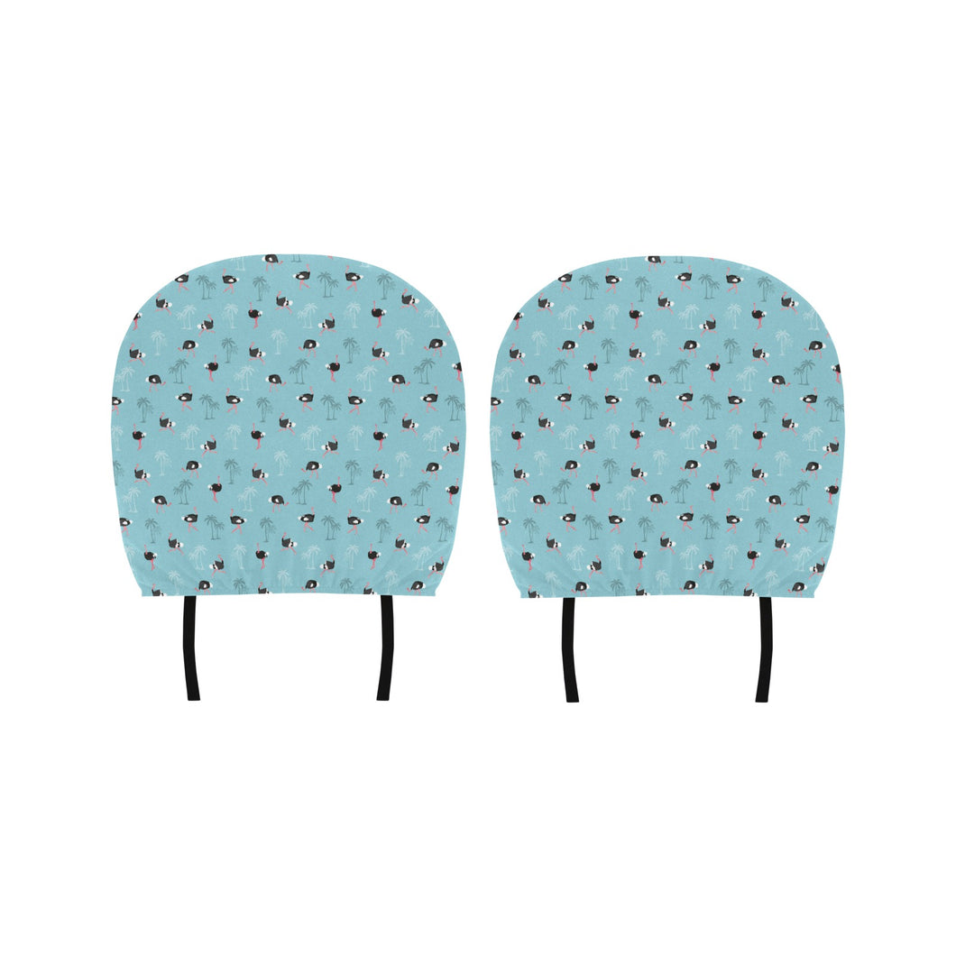 Ostrich Pattern Print Design 05 Car Headrest Cover