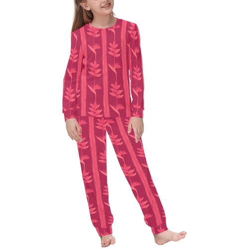 Heliconia Pink Pattern Kids' Boys' Girls' All Over Print Pajama Set