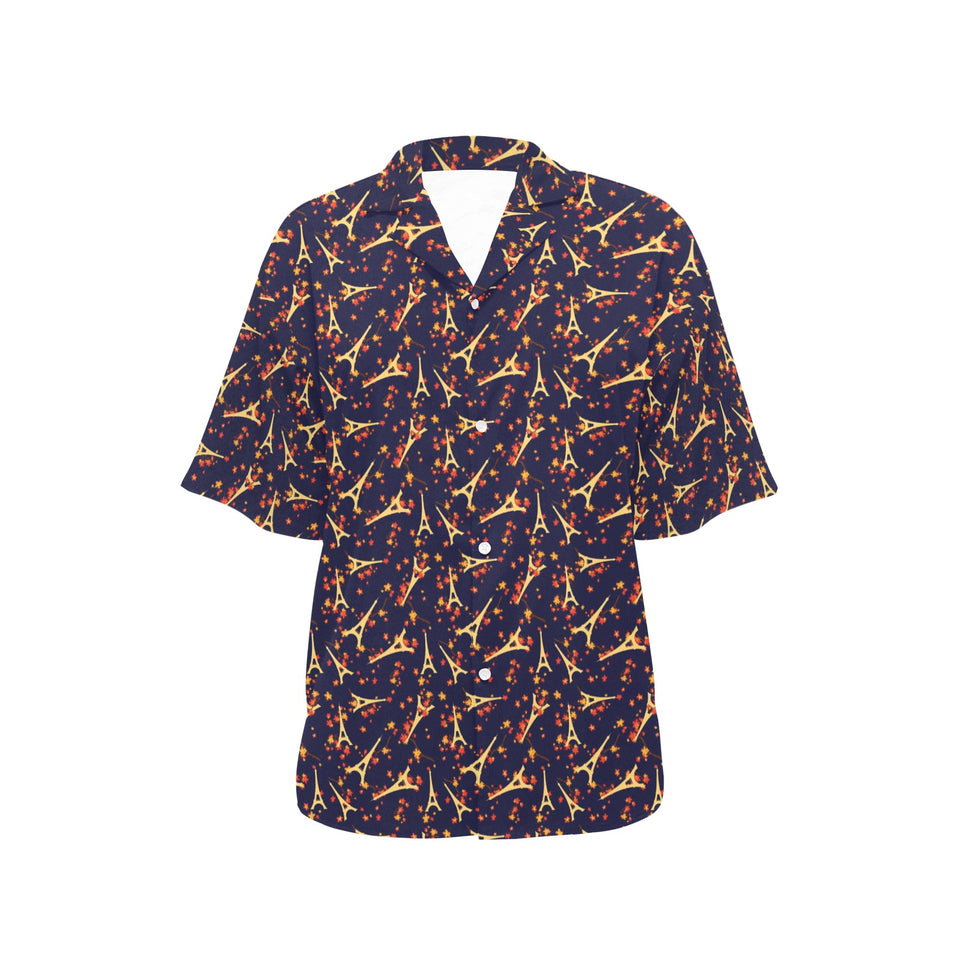 Eiffel Tower Pattern Print Design 02 Women's All Over Print Hawaiian Shirt