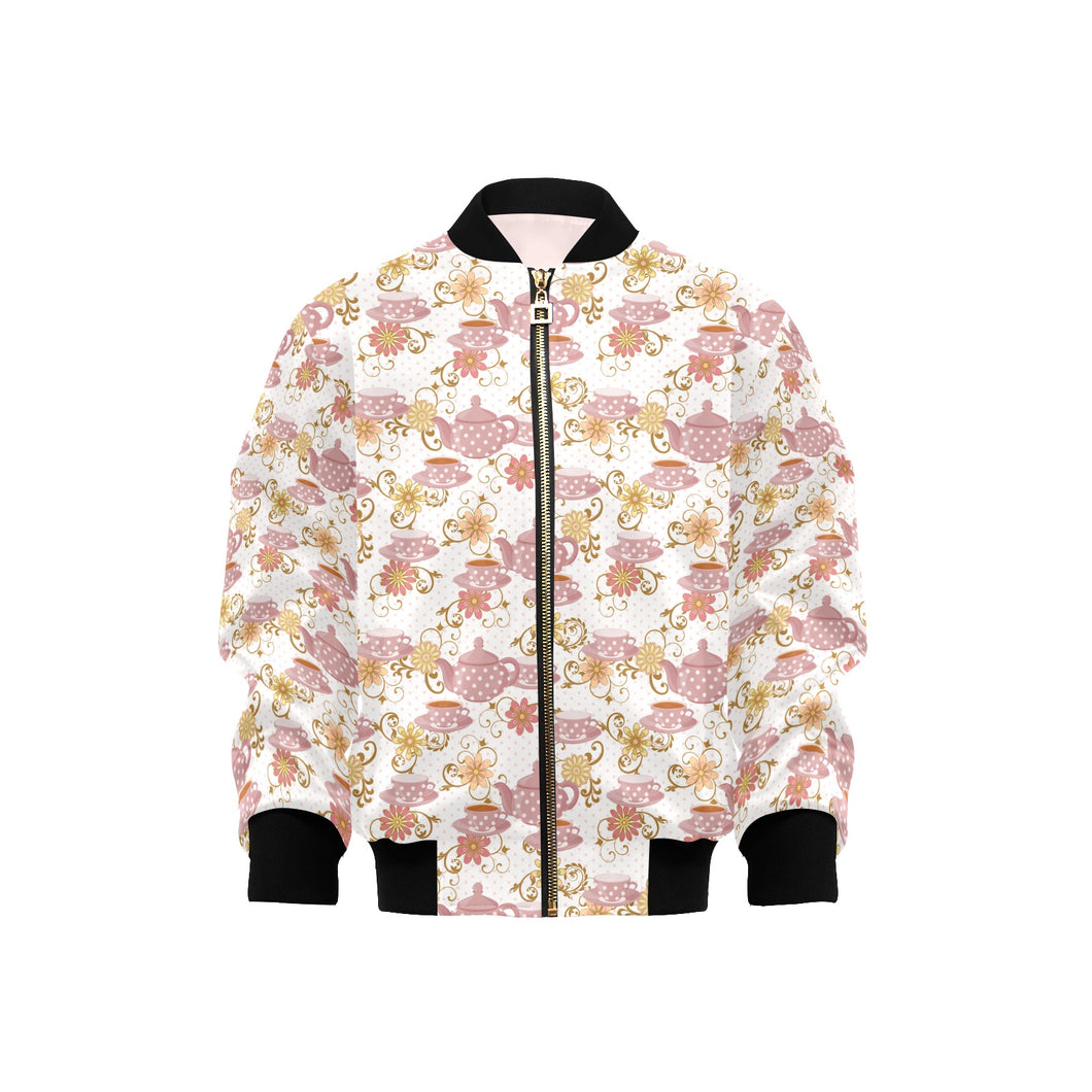 Tea pots Pattern Print Design 01 Kids' Boys' Girls' Bomber Jacket